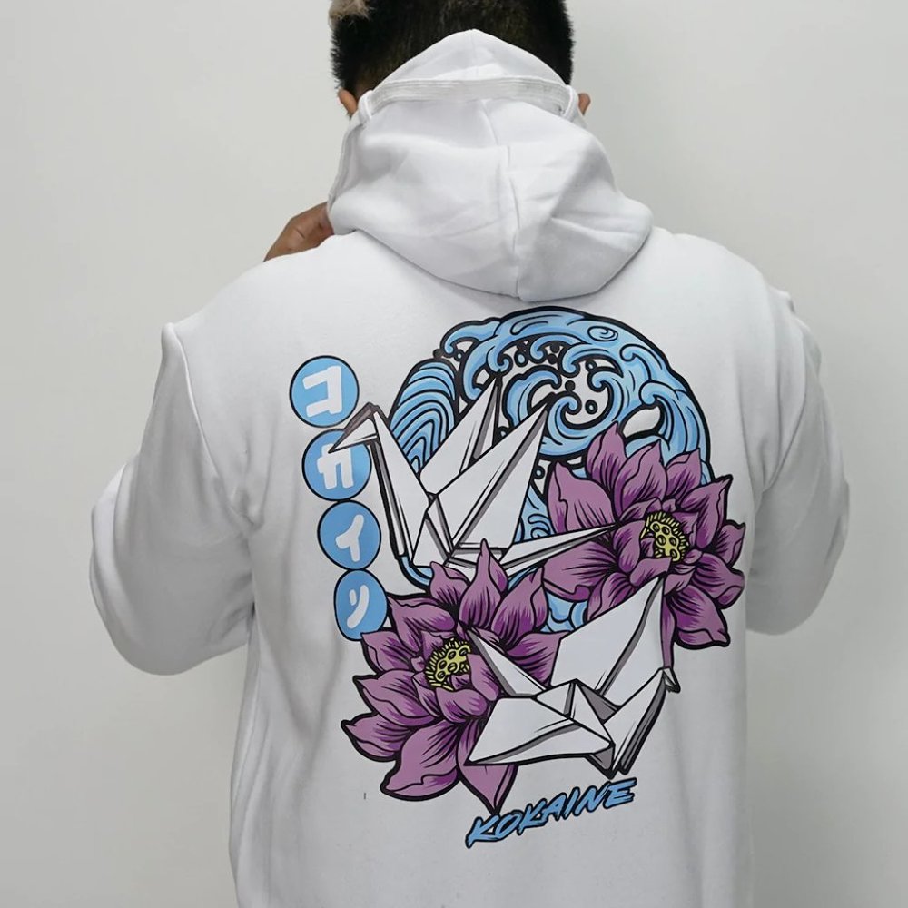 Kokaine Origami Graphic Print Sweatshirt Hoodie Men's Small Front Pocket NWT